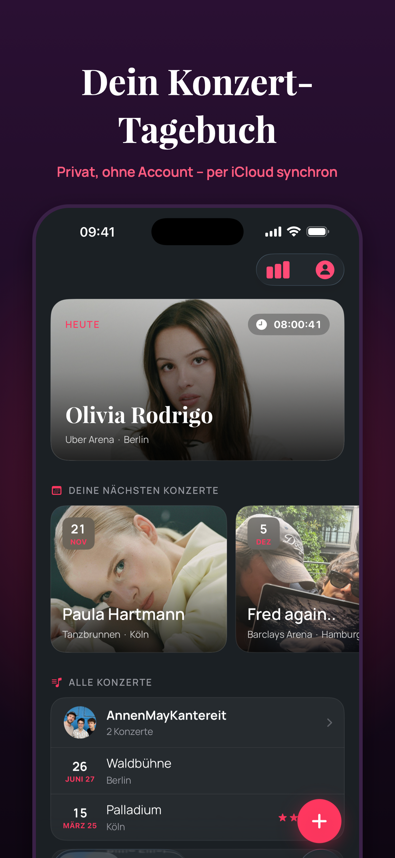 Konzertübersicht in der App
