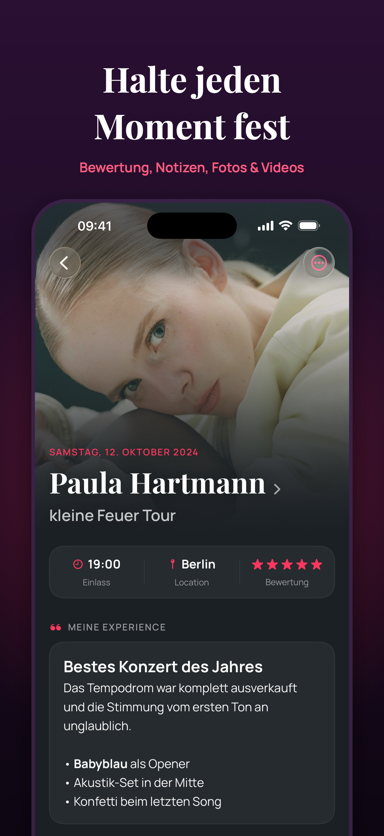 Konzertdetail in ConcertJournal